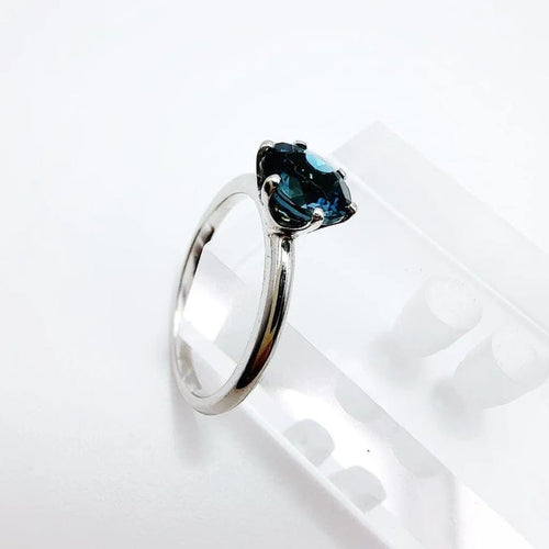 Bague 53 Solitaire - Bague en or blanc 18 carats et topaze London Blue 58 Facettes 50349