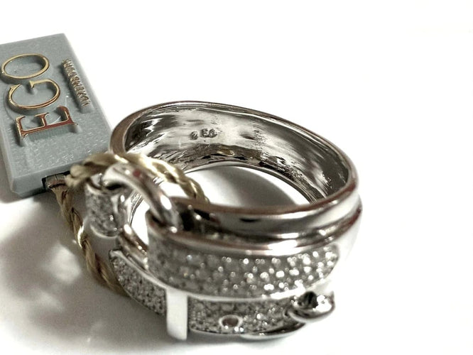 Bague 53 Bague ceinture en or blanc 18 carats et diamants naturels 58 Facettes
