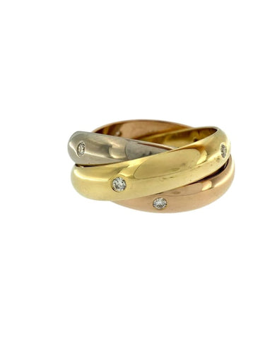 Bague 49 Cartier Trinity - Bague en or blanc, jaune et rose avec diamants 58 Facettes