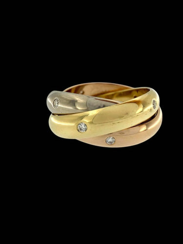 Bague 49 Cartier Trinity - Bague en or blanc, jaune et rose avec diamants 58 Facettes