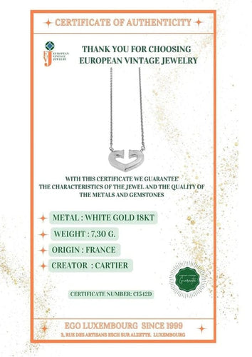 Collier Cartier C Collection - Collier cœur en or blanc 18 carats 58 Facettes