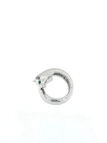 Bague 58 Cartier Panthère Lakarda - Bague en or blanc 18 carats, émeraudes et onyx 58 Facettes