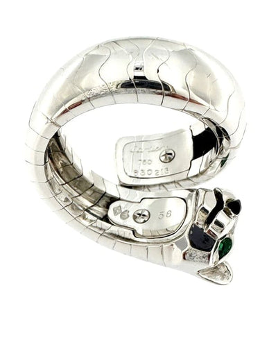Bague 58 Cartier Panthère Lakarda - Bague en or blanc 18 carats, émeraudes et onyx 58 Facettes