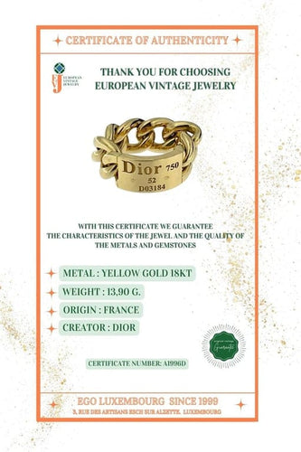 Bague 52 Dior - Bague maillon chaîne en or jaune 18 carats 58 Facettes