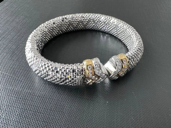 Bracelet Bersani - Bracelet cuff flexible en or 18 carats avec diamants 58 Facettes