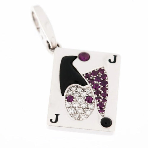 Pendentif Cartier - Pendentif Carte Joker en or 18 carats, diamants, onyx et rubis 58 Facettes