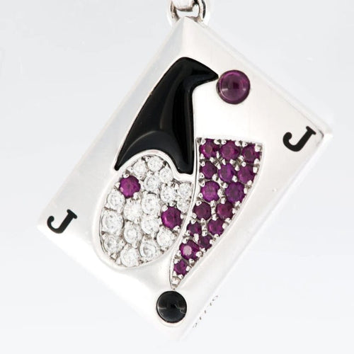 Pendentif Cartier - Pendentif Carte Joker en or 18 carats, diamants, onyx et rubis 58 Facettes