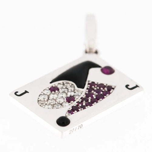 Pendentif Cartier - Pendentif Carte Joker en or 18 carats, diamants, onyx et rubis 58 Facettes