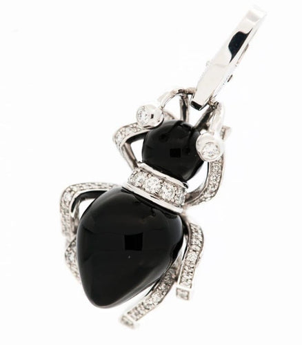 Broche Cartier - Broche La Fourmi en or blanc 18 carats, diamants et onyx 58 Facettes