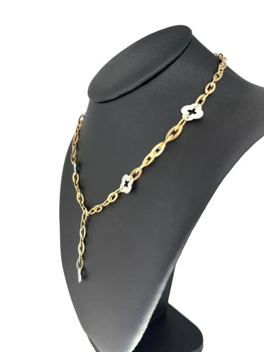Collier Roberto Coin Clover Chic and Shine - Collier en or jaune et blanc 18 carats 58 Facettes