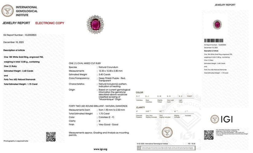 Bague 56.5 Bague cocktail en or blanc 18 carats avec diamants et rubis 58 Facettes