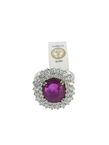 Bague 56.5 Bague cocktail en or blanc 18 carats avec diamants et rubis 58 Facettes