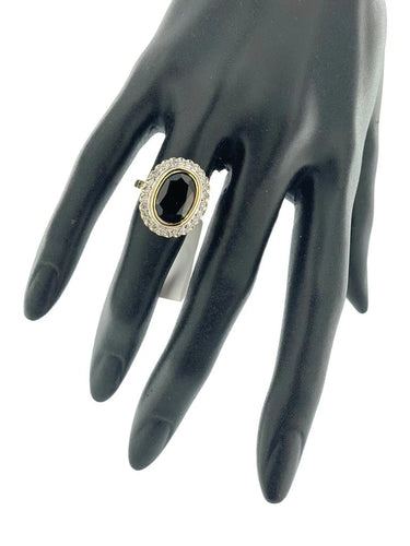 Bague 54 Art déco - Bague cocktail en or jaune et blanc, saphir et diamants 58 Facettes