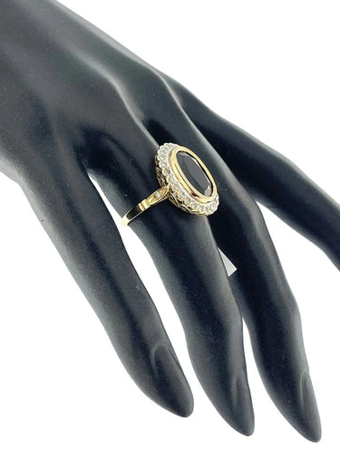 Bague 54 Art déco - Bague cocktail en or jaune et blanc, saphir et diamants 58 Facettes