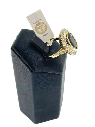 Bague 54 Art déco - Bague cocktail en or jaune et blanc, saphir et diamants 58 Facettes