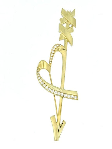 Broche Tiffany & Co. Paloma Picasso - Broche cœur et flèche en or jaune et diamants 58 Facettes