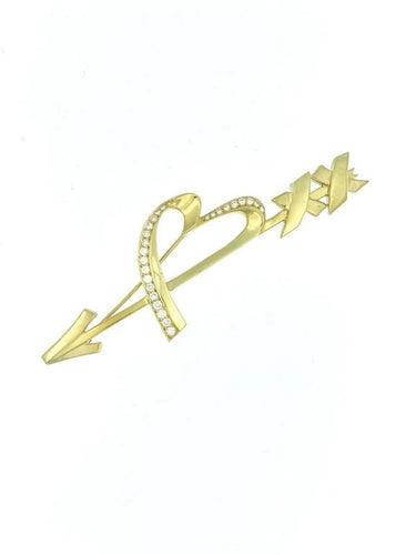 Broche Tiffany & Co. Paloma Picasso - Broche cœur et flèche en or jaune et diamants 58 Facettes