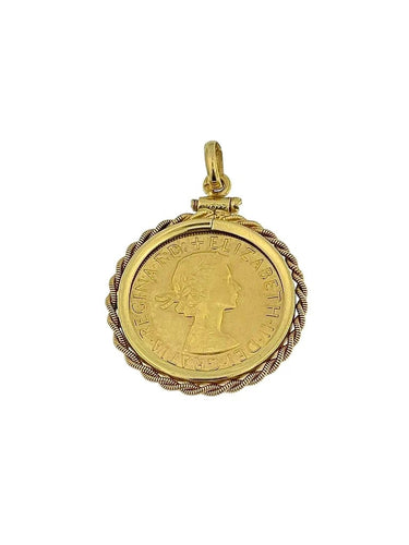 Pendentif Pendentif en or jaune avec souverain Elizabeth II 1958 58 Facettes