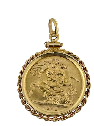 Pendentif Pendentif en or jaune avec souverain Elizabeth II 1958 58 Facettes