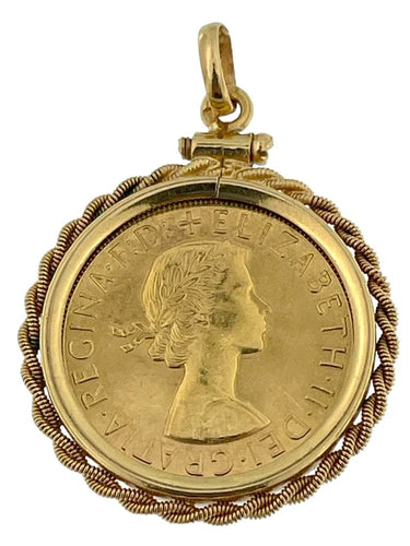 Pendentif Pendentif en or jaune avec souverain Elizabeth II 1958 58 Facettes