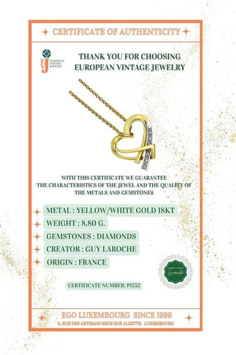 Collier Guy Laroche - Pendentif cœur avec chaîne en or jaune et blanc et diamants 58 Facettes