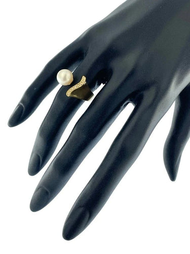 Bague 55 Malia Gioielli - Bague cocktail en or jaune 18 carats, diamants et perle 58 Facettes