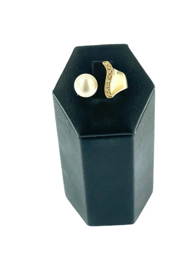 Bague 55 Malia Gioielli - Bague cocktail en or jaune 18 carats, diamants et perle 58 Facettes
