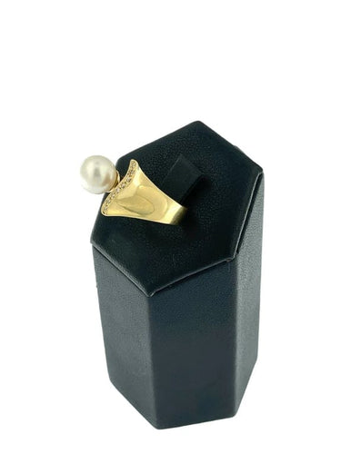 Bague 55 Malia Gioielli - Bague cocktail en or jaune 18 carats, diamants et perle 58 Facettes