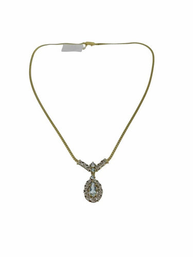 Collier Collier en or jaune et or blanc 14 carats, diamants et aigue-marine 58 Facettes