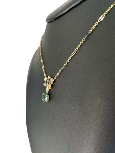 Collier Collier pendentif en or jaune 18 carats tourmaline, indigolite et diamants 58 Facettes