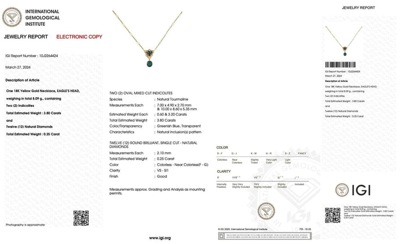 Collier Collier pendentif en or jaune 18 carats tourmaline, indigolite et diamants 58 Facettes