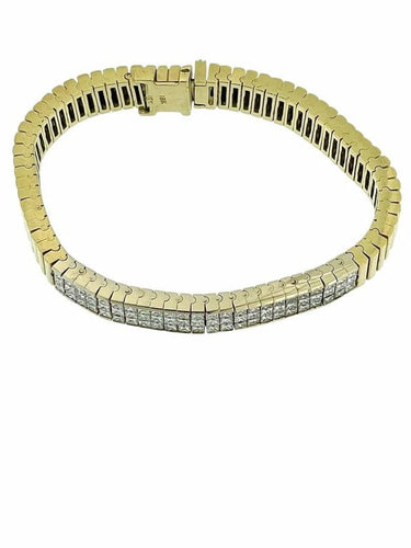 Bracelet Bracelet tennis - Bracelet en or jaune et blanc 18 carats et diamants 58 Facettes