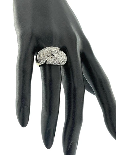 Bague 57 Bague dôme en or jaune et blanc 18 carats et diamants 58 Facettes