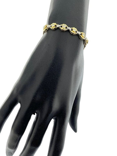 Bracelet Bracelet rétro deux ors 18 carats avec diamants 58 Facettes