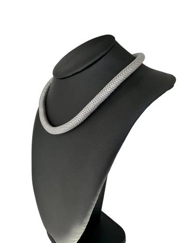Collier Urbano - Collier à mailles tubulaires en or blanc 58 Facettes