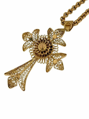 Collier Crucifix traditionnel portugais - Collier en or jaune 19 carats 58 Facettes