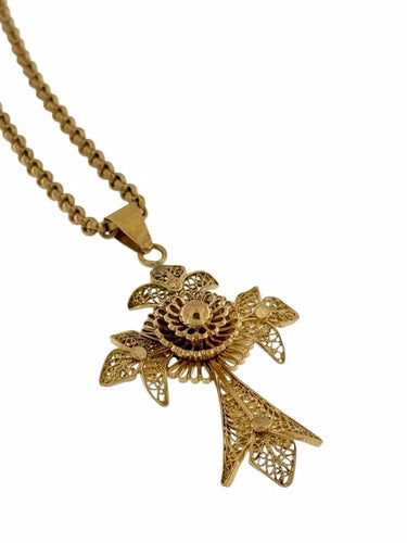 Collier Crucifix traditionnel portugais - Collier en or jaune 19 carats 58 Facettes