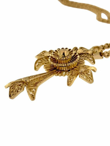 Collier Crucifix traditionnel portugais - Collier en or jaune 19 carats 58 Facettes
