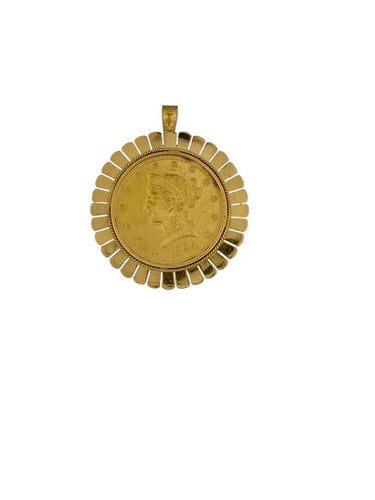 Pendentif Pendentif et broche en or jaune 18 carats avec pièce de dix dollars 58 Facettes