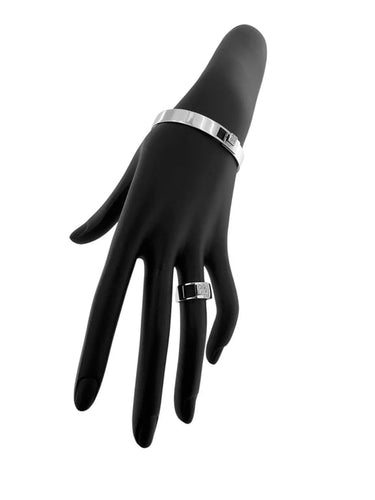 Bracelet 51 Dinh Van Cube Lock - Parure bracelet et bague en or blanc et diamants 58 Facettes