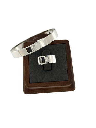 Bracelet 51 Dinh Van Cube Lock - Parure bracelet et bague en or blanc et diamants 58 Facettes