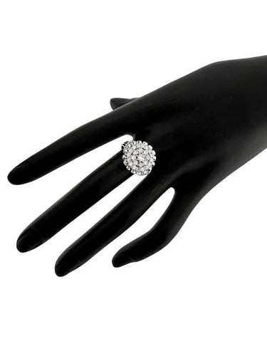 Bague 55 Bague cocktail vintage Art déco en or blanc 18 carats et diamants 58 Facettes