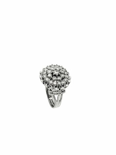 Bague 55 Bague cocktail vintage Art déco en or blanc 18 carats et diamants 58 Facettes