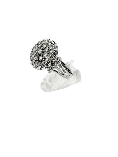 Bague 55 Bague cocktail vintage Art déco en or blanc 18 carats et diamants 58 Facettes