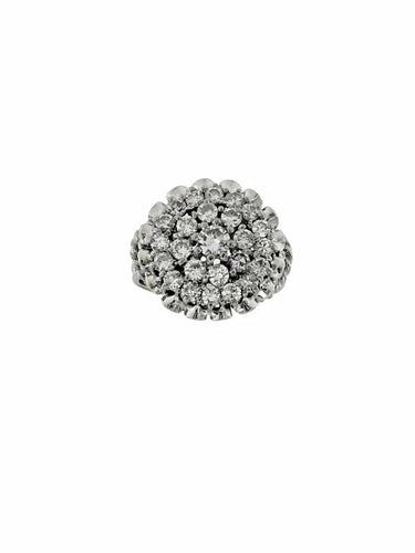 Bague 55 Bague cocktail vintage Art déco en or blanc 18 carats et diamants 58 Facettes