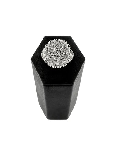 Bague 55 Bague cocktail vintage Art déco en or blanc 18 carats et diamants 58 Facettes