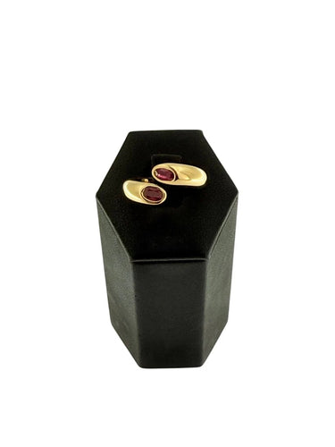 Bague 51 Cartier Ellipse - Bague à deux têtes en or jaune 18 carats et rubis 58 Facettes