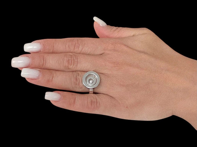 Bague 57 Chopard Happy Spirit - Bague en or blanc et diamants 58 Facettes