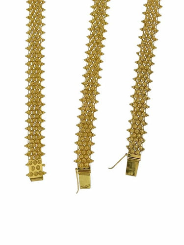 Lot portugais - Bracelet et collier en or jaune 19 carats 58 Facettes