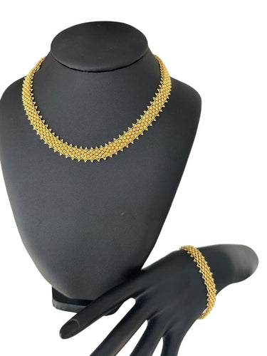Lot portugais - Bracelet et collier en or jaune 19 carats 58 Facettes